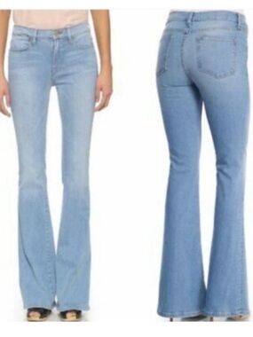 Frame Denim Light Blue High-Rise Flare Jeans